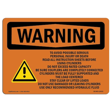 Signmission OSHA WARNING Sign, To Avoid Possible Serious Personal, 14in X 10in Aluminum, 10" W, 14" L, Landscape OS-WS-A-1014-L-12432